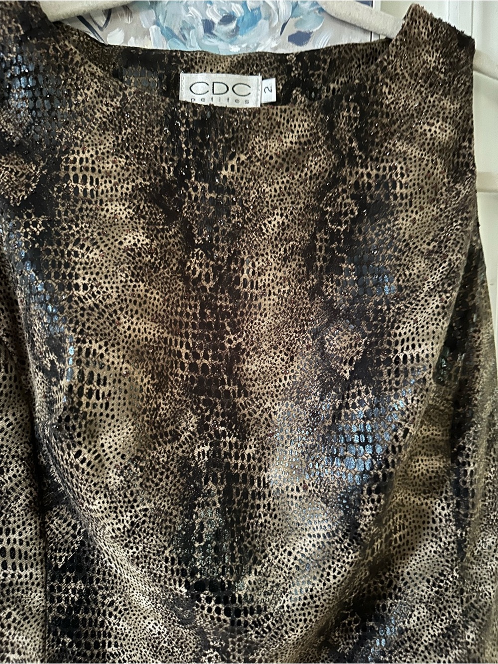 CDC Classics Snakeskin-Print Faux Leather top- Brown/Black